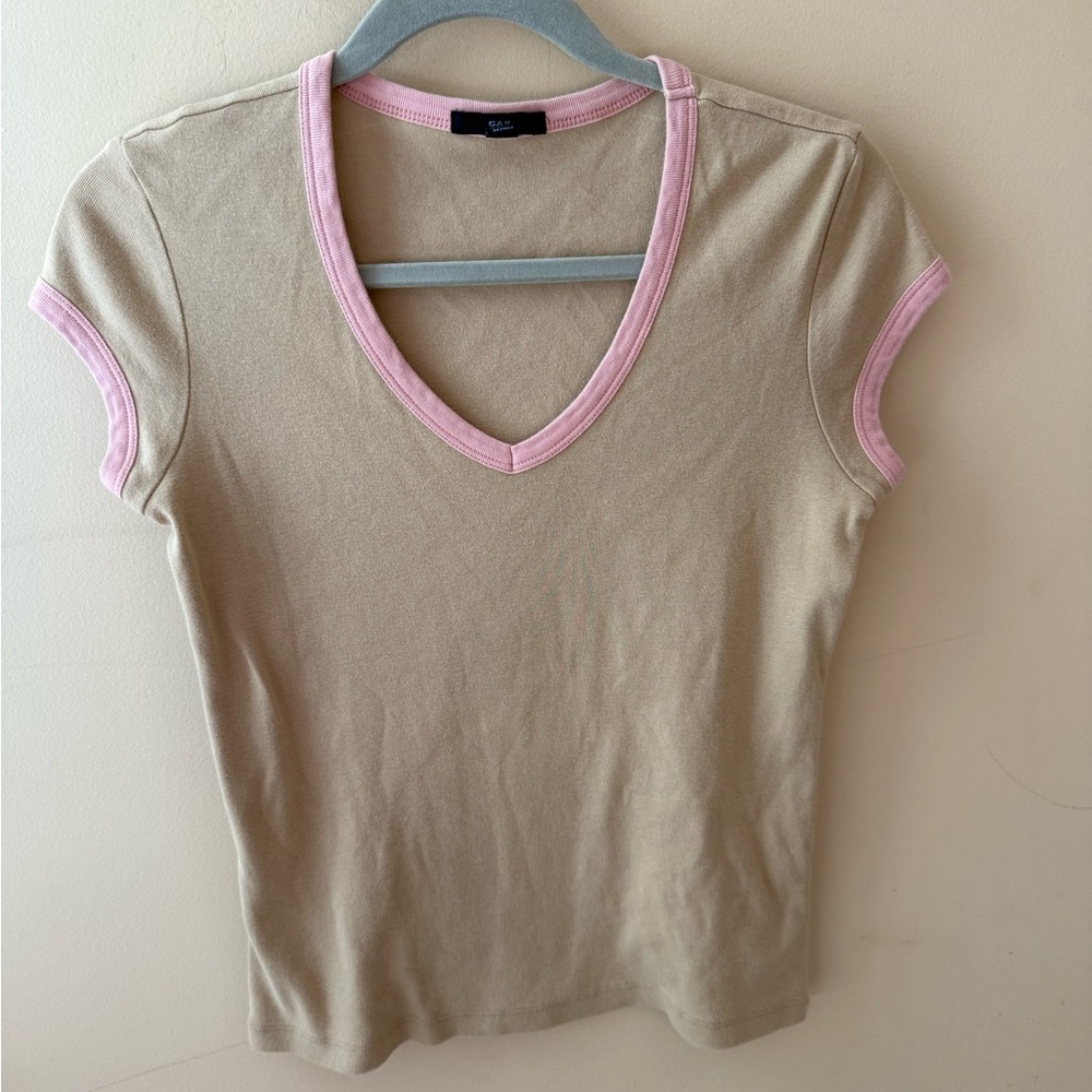 GAP y2K babydoll ringer t shirt size Medium
